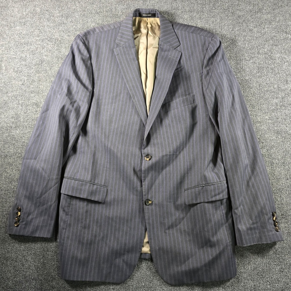 Hugo Boss Mens 44L Blazer Paolini Movio US Grey Purple Pinstripe Sport Coat 44 L